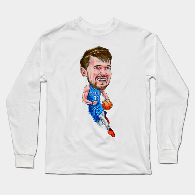 Luka Doncic Caricature Long Sleeve T-Shirt by tabslabred